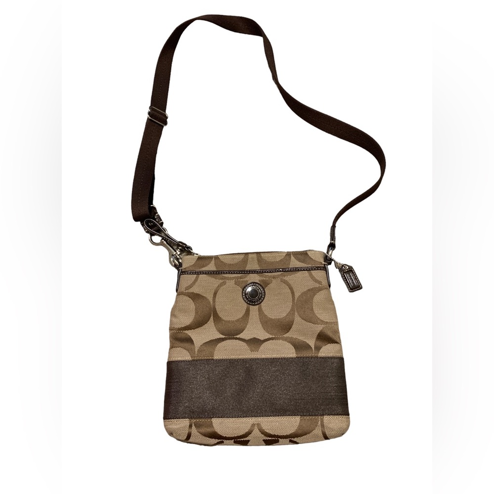 Coach Signature Crossbody.  Brown Fabric in EUC